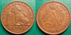 Belgique 2 Centimes 1912 des Belges
