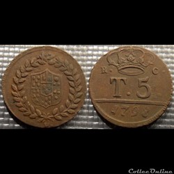 Italie Naples & Sicile 5 Tornési 1798