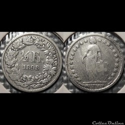 Suisse 1/2 franc 1898 B