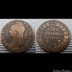 C Directoire/Consulat cinq Centimes Dupré An 5 BB