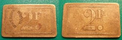 p- MN Toulouse  Laiton non référencé 2 Francs Gd Café Durand