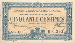 G11 50C. Chambre de Commerce de Mont de Marsan Délibération du 16 Mars 1922