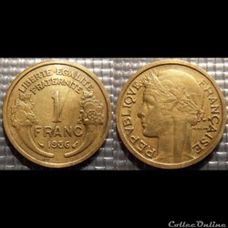 Hc 1 franc Morlon 1936 23mm 4g