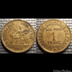 Hb 1 franc Domard 1921 23mm 4g
