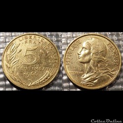 Cf 5 centimes Marianne 1966 17mm 2g