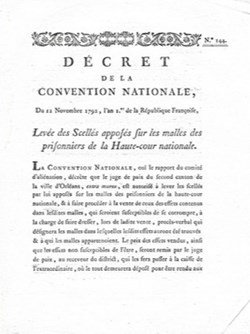 Décret de la Convention Nationale Du 12 Novembre 1792