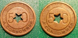 f- Jeton à consommer 50 c à Consommer