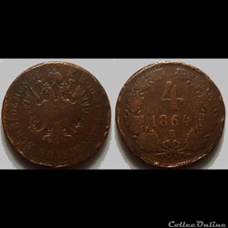 Autriche 4 Kreuser 1864B