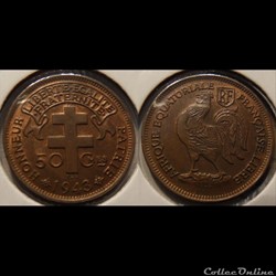 Afrique Equatoriale Française - Libre 50 Centimes 1943