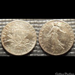 Ga 50 centimes Semeuse 1911 18mm 2.5g