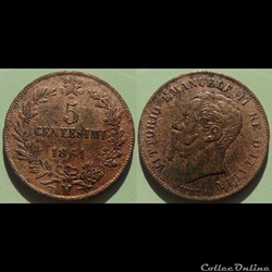 Italie 5 Centesemi 1861