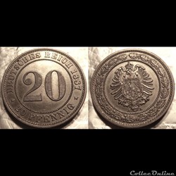 Allemagne German Empire 20 Pfennig 1887