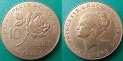 10 Francs 1982 Essai Décès de la Princesse Grace de Monaco