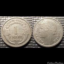 Hf 1 franc Morlon 1944 23mm 1.3g