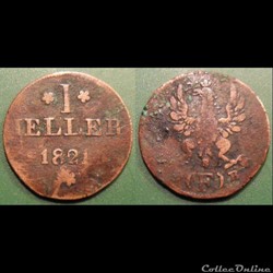 Allemagne Francfort 1 Heller 1821