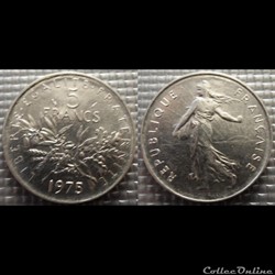 Kg 5 francs Semeuse 1975 29mm 10g