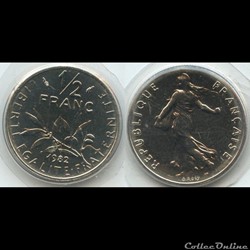 Gl 1/2 franc semeuse 1982 19.5mm 4.5g