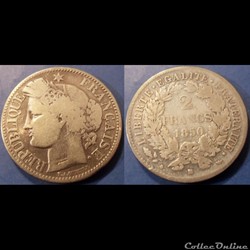 H-Deuxième République 2 Francs Céres 1850 BB