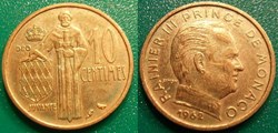 10 Centimes 1962 Rainier III