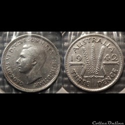 Australie 3 Pence 1942