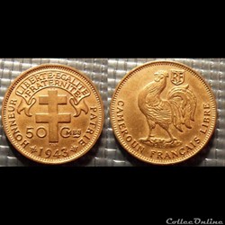 Cameroun Français Libre 50 cent. 1943 Prétoria