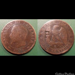 Monnaie Napoléon III 5c contremarquée PA