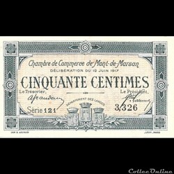 C1 50Cent Chambre de Commerce de Mont de Marsan Délibération du 12 juin 1917