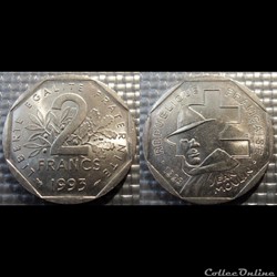 Jh 2 francs Jean Moulin 1993 26.5mm 7.5g