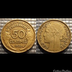 Gc 50 centimes Morlon 1932 18mm 2g