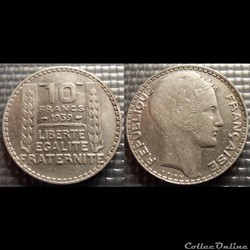La 10 francs Turin 1939 28mm 10g
