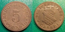 q- MN etr Germany Cassel 5 Pfennig 1917