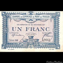 D2 1Fr Chambre de Commerce de Mont de Marsan  Délibération du 23 novembre 1917