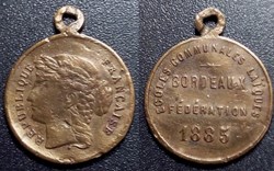 Médaille - Bordeaux Ecoles Communales Laïques Fédération 1885