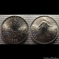 Kg 5 francs Semeuse 1989 29mm 10g