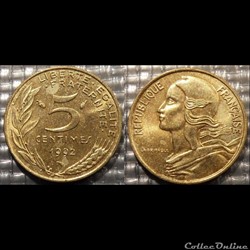 Cf 5 centimes Marianne 1992 17mm 2g