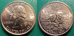 1/4 dollar 2002 D Mississippi