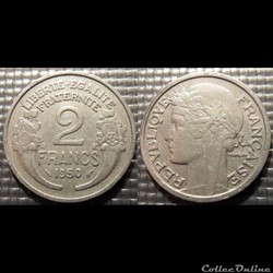 Jf 2 francs Morlon 1950 27mm 2.2g