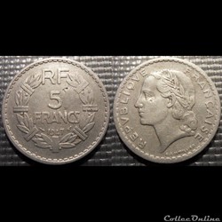 Ke 5 francs Lavrillier 1947 31mm 3.5g