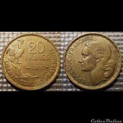 Mb 20 francs Georges GUIRAUD 1950 23.5mm 4g