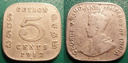 Ceylan 5 Cents 1912