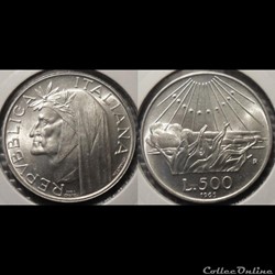 Italie 500 Lires 1965 R
