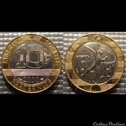 Lq 10 francs Génie de la Bastille 2000 23mm 6.5g