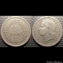 Ke 5 francs Lavrillier 1952 31mm 3.5g