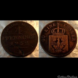 Allemagne Prusse 4 Pfenninge 1852 A