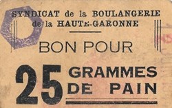 Syndicat de la Boulangerie de la Haute Garonne - Bon pour 25 Grammes de Pain
