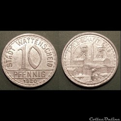 q- MN etr Germany Wattenscheld 10 Pfennig 1920