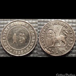 Italie Venise 15 Centésimi 1849