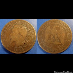 N-Napoleon III Empereur Dix centimes tête nue 1855 B ANE