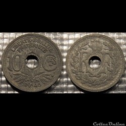Dh 10 centimes EM Lindauer 1945 17mm 1.5g