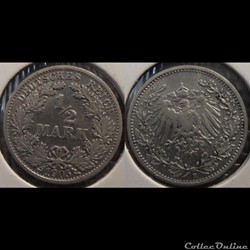 Germany 1/2 Mark 1905 F